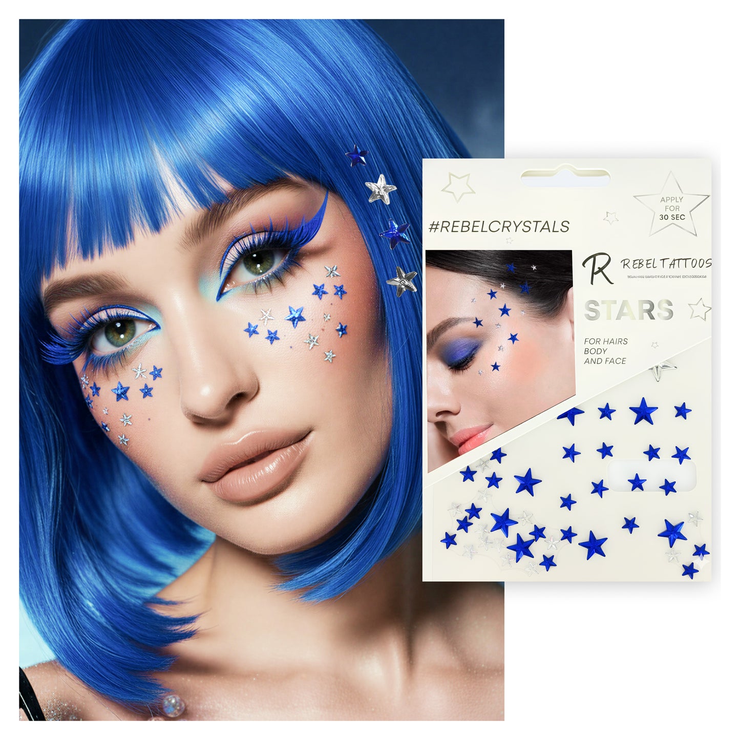 Crystals for hair, body and face STARS "Rebel Tattoos"