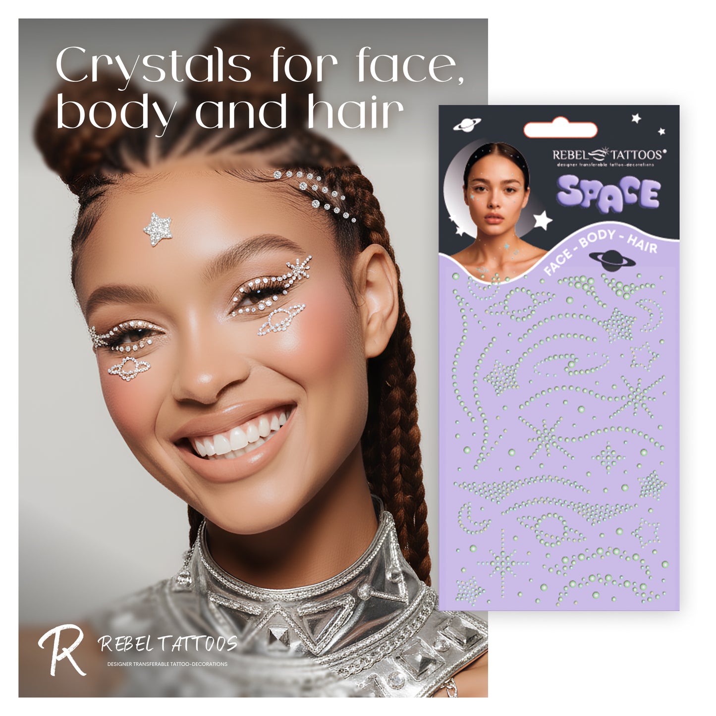 Rebel Tattoos Face crystals "SPACE"